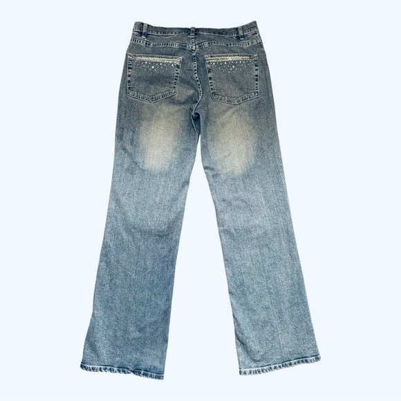 CHRISTINE ALEXANDER Swarovski  Stud Embellished Mid Rise Flare Jeans Women's 10 - Picture 7 of 14